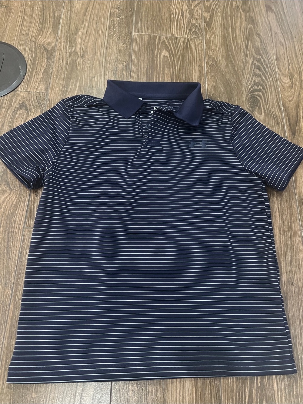 Under Armour Navy and White Striped Polo